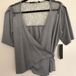 Zara Blue Sueded Wrap Top